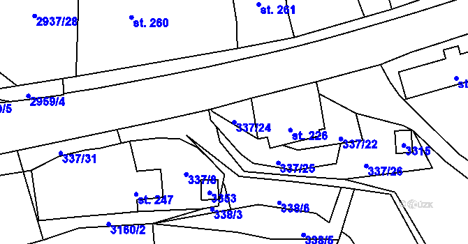 Parcela st. 337/24 v KÚ Bělá nad Radbuzou, Katastrální mapa