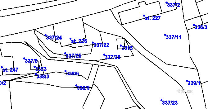 Parcela st. 337/26 v KÚ Bělá nad Radbuzou, Katastrální mapa