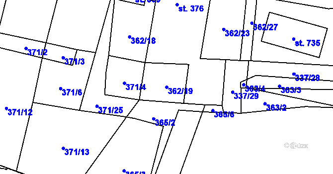 Parcela st. 362/19 v KÚ Bělá nad Radbuzou, Katastrální mapa