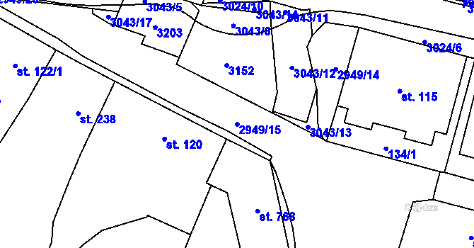 Parcela st. 2949/15 v KÚ Bělá nad Radbuzou, Katastrální mapa