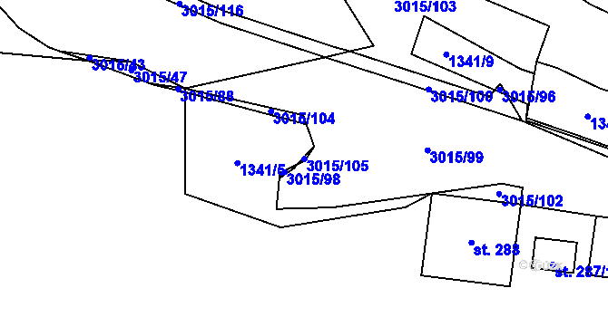 Parcela st. 3015/105 v KÚ Bělá nad Radbuzou, Katastrální mapa