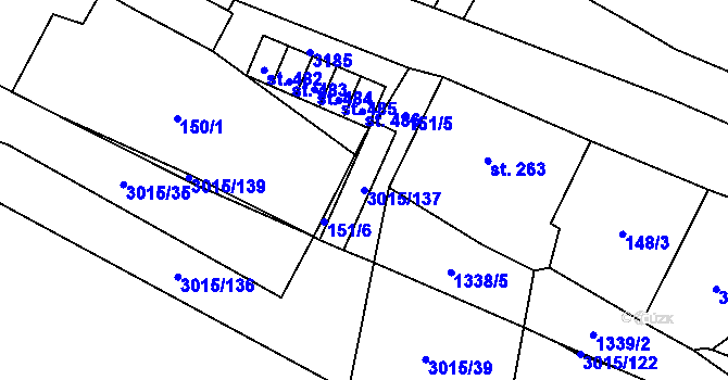 Parcela st. 3015/137 v KÚ Bělá nad Radbuzou, Katastrální mapa