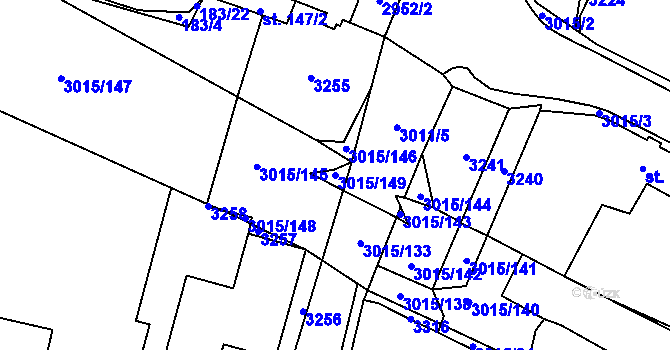 Parcela st. 3015/149 v KÚ Bělá nad Radbuzou, Katastrální mapa