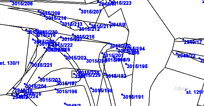 Parcela st. 3015/201 v KÚ Bělá nad Radbuzou, Katastrální mapa