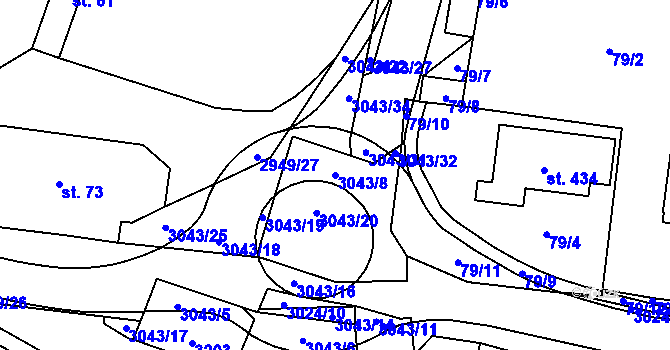 Parcela st. 3043/8 v KÚ Bělá nad Radbuzou, Katastrální mapa