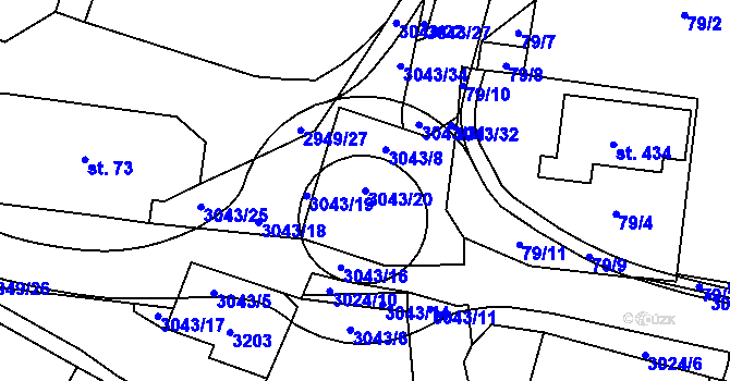 Parcela st. 3043/20 v KÚ Bělá nad Radbuzou, Katastrální mapa