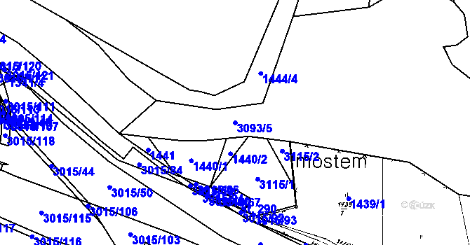 Parcela st. 3093/5 v KÚ Bělá nad Radbuzou, Katastrální mapa