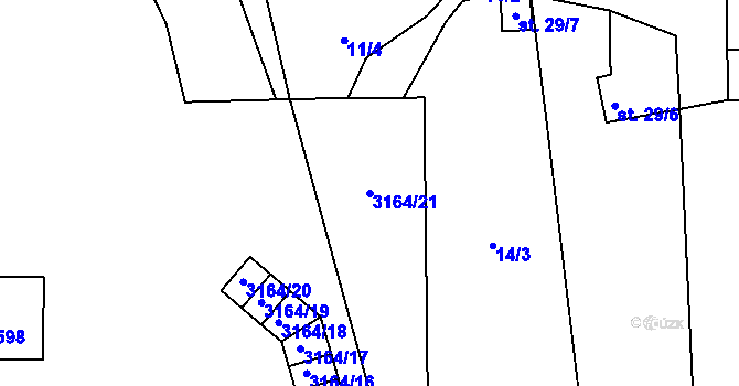 Parcela st. 3164/21 v KÚ Bělá nad Radbuzou, Katastrální mapa