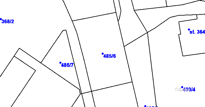 Parcela st. 485/6 v KÚ Bělá nad Radbuzou, Katastrální mapa