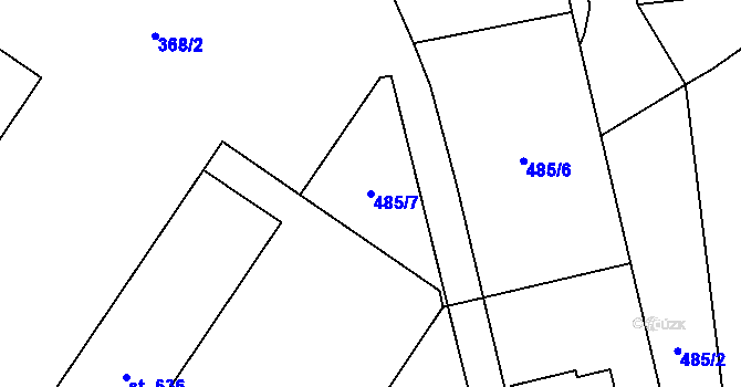 Parcela st. 485/7 v KÚ Bělá nad Radbuzou, Katastrální mapa