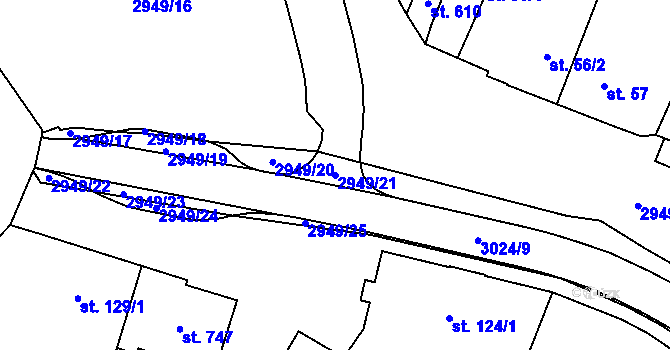 Parcela st. 2949/21 v KÚ Bělá nad Radbuzou, Katastrální mapa