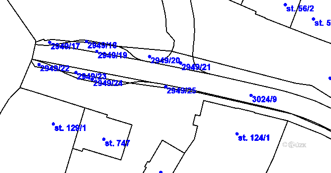 Parcela st. 2949/25 v KÚ Bělá nad Radbuzou, Katastrální mapa