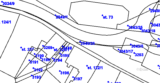 Parcela st. 2949/26 v KÚ Bělá nad Radbuzou, Katastrální mapa