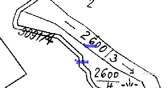 Parcela st. 2600/3 v KÚ Bělá nad Radbuzou, Katastrální mapa