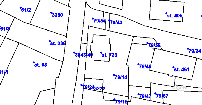 Parcela st. 723 v KÚ Bělá nad Radbuzou, Katastrální mapa
