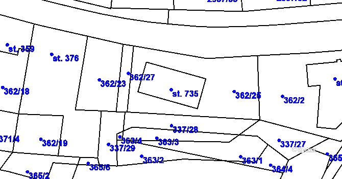 Parcela st. 735 v KÚ Bělá nad Radbuzou, Katastrální mapa