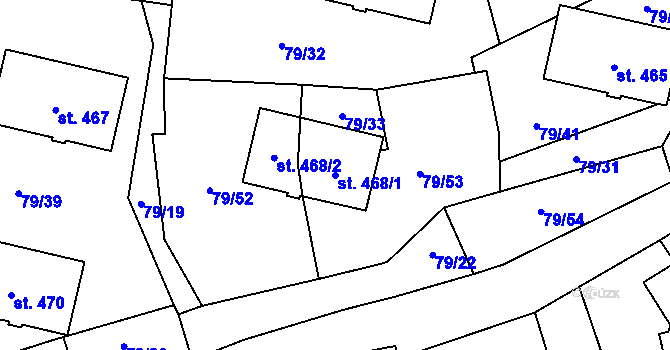 Parcela st. 468/1 v KÚ Bělá nad Radbuzou, Katastrální mapa