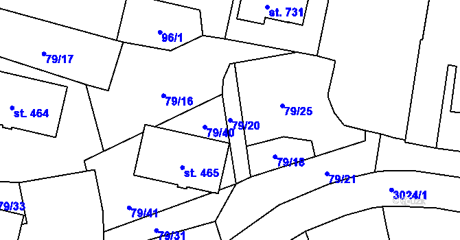 Parcela st. 79/20 v KÚ Bělá nad Radbuzou, Katastrální mapa