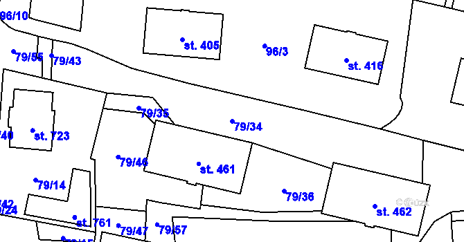 Parcela st. 79/34 v KÚ Bělá nad Radbuzou, Katastrální mapa