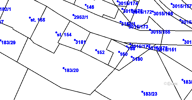 Parcela st. 152 v KÚ Bělá nad Radbuzou, Katastrální mapa