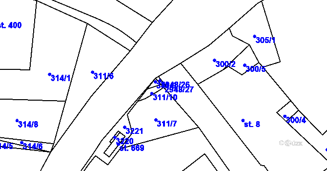 Parcela st. 2948/27 v KÚ Bělá nad Radbuzou, Katastrální mapa