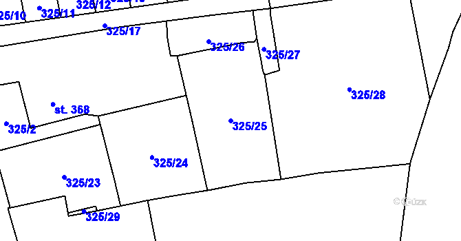 Parcela st. 325/25 v KÚ Bělá nad Radbuzou, Katastrální mapa