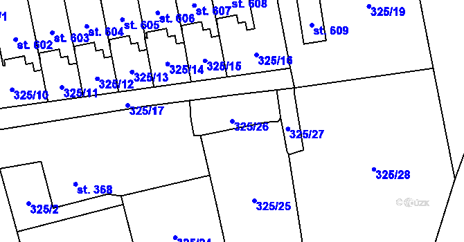 Parcela st. 325/26 v KÚ Bělá nad Radbuzou, Katastrální mapa