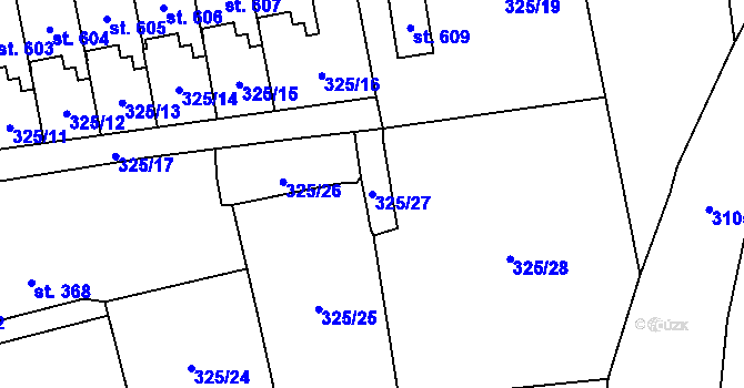 Parcela st. 325/27 v KÚ Bělá nad Radbuzou, Katastrální mapa
