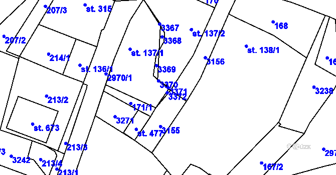 Parcela st. 3371 v KÚ Bělá nad Radbuzou, Katastrální mapa