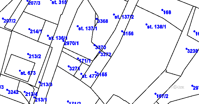 Parcela st. 3372 v KÚ Bělá nad Radbuzou, Katastrální mapa
