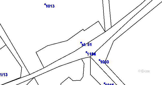 Parcela st. 51 v KÚ Bystřice u Bělé nad Radbuzou, Katastrální mapa