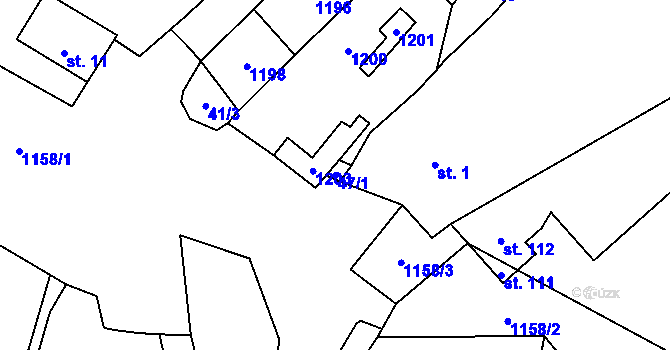 Parcela st. 47/1 v KÚ Bystřice u Bělé nad Radbuzou, Katastrální mapa