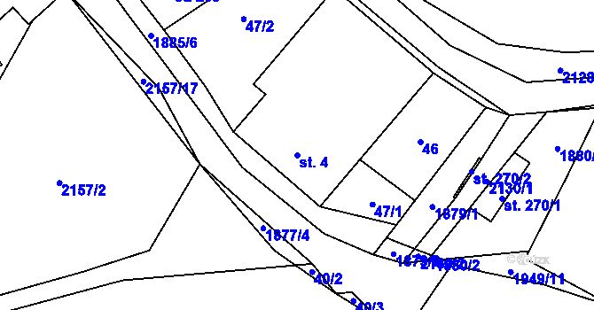 Parcela st. 4 v KÚ Bělá nad Svitavou, Katastrální mapa