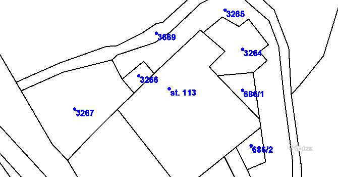 Parcela st. 113 v KÚ Bělá nad Svitavou, Katastrální mapa