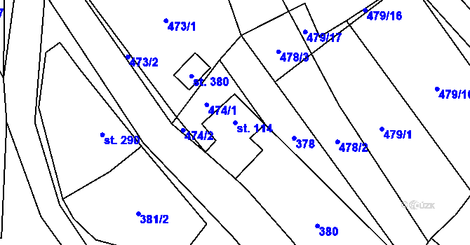 Parcela st. 114 v KÚ Bělá nad Svitavou, Katastrální mapa