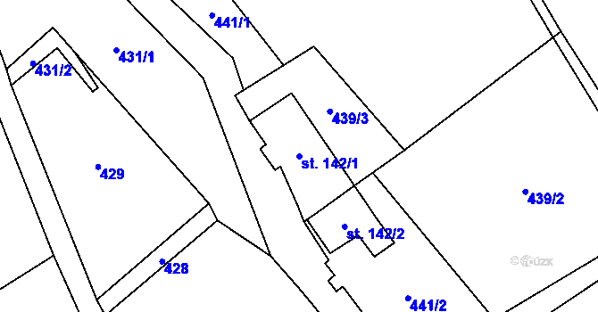 Parcela st. 142/1 v KÚ Bělá nad Svitavou, Katastrální mapa