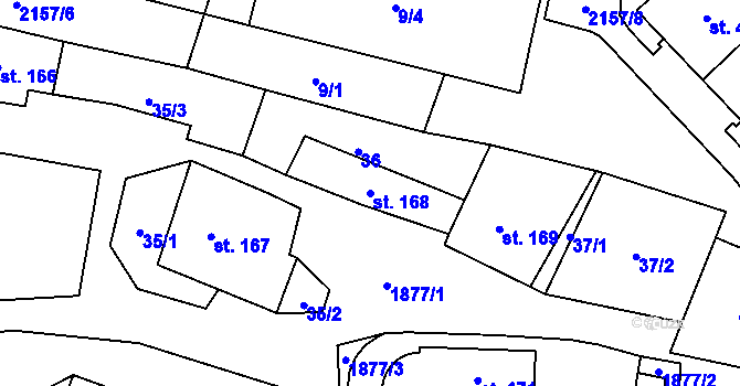 Parcela st. 168 v KÚ Bělá nad Svitavou, Katastrální mapa