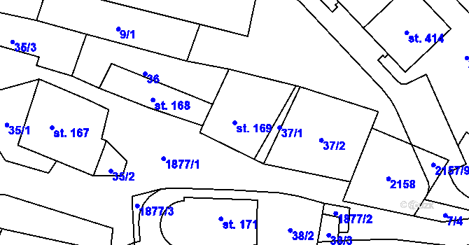 Parcela st. 169 v KÚ Bělá nad Svitavou, Katastrální mapa