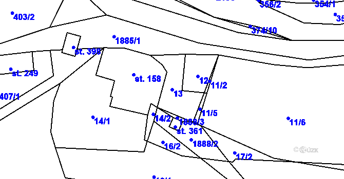 Parcela st. 13 v KÚ Bělá nad Svitavou, Katastrální mapa