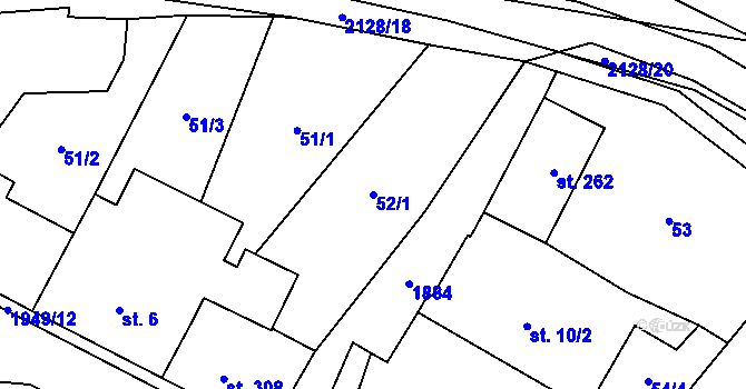 Parcela st. 52/1 v KÚ Bělá nad Svitavou, Katastrální mapa