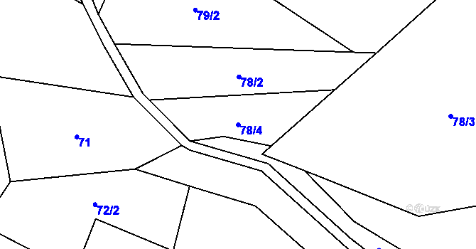 Parcela st. 78/4 v KÚ Bělá nad Svitavou, Katastrální mapa