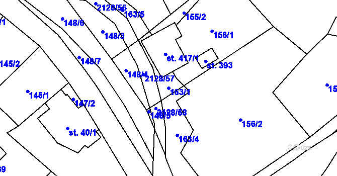 Parcela st. 163/1 v KÚ Bělá nad Svitavou, Katastrální mapa