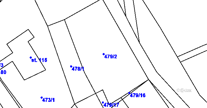 Parcela st. 479/2 v KÚ Bělá nad Svitavou, Katastrální mapa