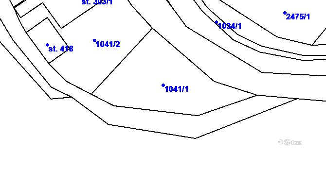 Parcela st. 1041/1 v KÚ Bělá nad Svitavou, Katastrální mapa