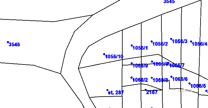 Parcela st. 1056/10 v KÚ Bělá nad Svitavou, Katastrální mapa