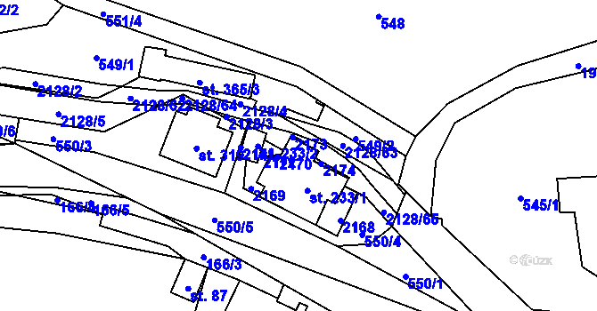 Parcela st. 233/3 v KÚ Bělá nad Svitavou, Katastrální mapa