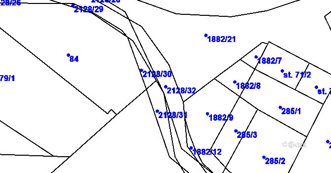 Parcela st. 2128/32 v KÚ Bělá nad Svitavou, Katastrální mapa
