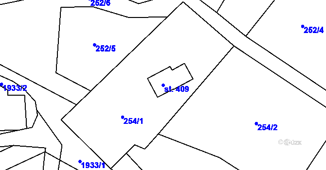Parcela st. 409 v KÚ Bělá nad Svitavou, Katastrální mapa