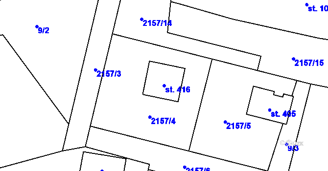 Parcela st. 416 v KÚ Bělá nad Svitavou, Katastrální mapa
