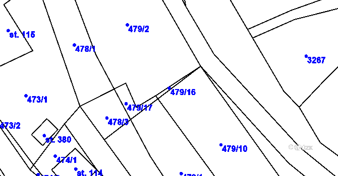 Parcela st. 479/16 v KÚ Bělá nad Svitavou, Katastrální mapa